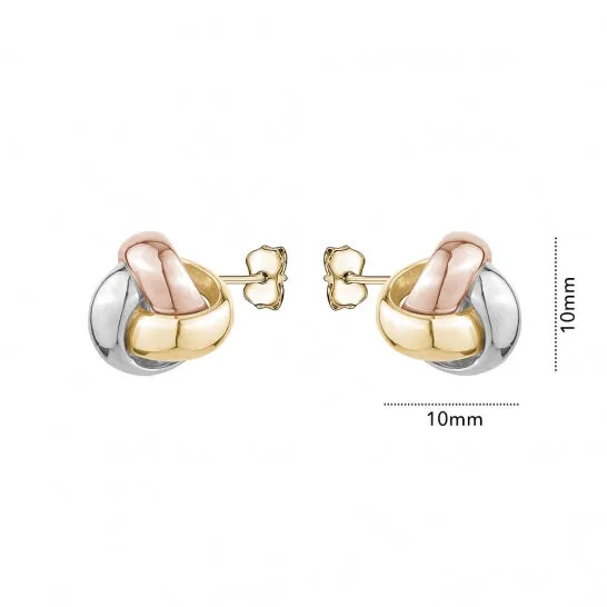 10K Yellow/White/Rose Gold Love Knot Stud Earrings