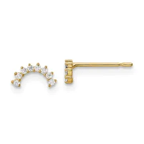 14k Gold Curved CZ Post Earrings