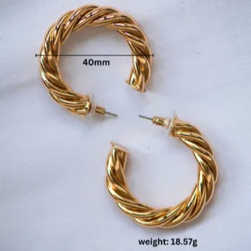 14K Gold-Filled Twisted Hoop Earrings