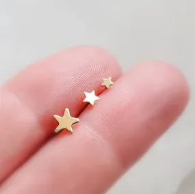 14k Gold Star Studs