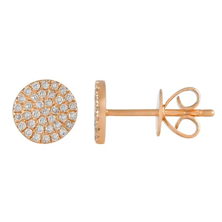 14K Rose Gold Diamond Disc Earrings