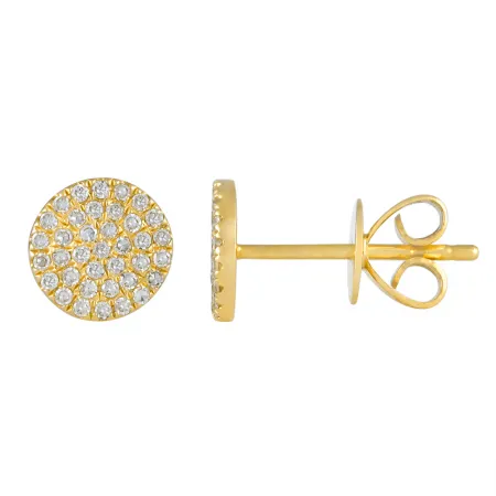 14K Rose Gold Diamond Disc Earrings