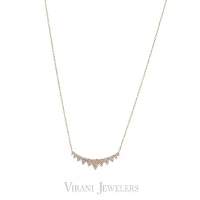 14K Rose Gold Diamond Necklace W/ 0.45ct Pave Diamonds