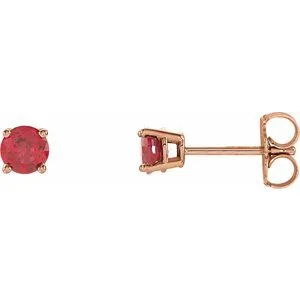 14K White 4 mm Lab-Grown Ruby Stud Earrings