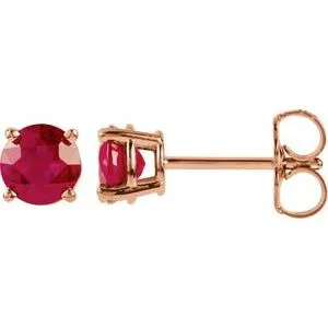 14K White 4 mm Lab-Grown Ruby Stud Earrings