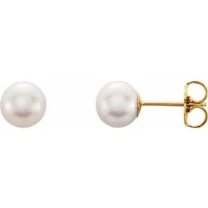 14K White Cultured White Freshwater Pearl Earrings