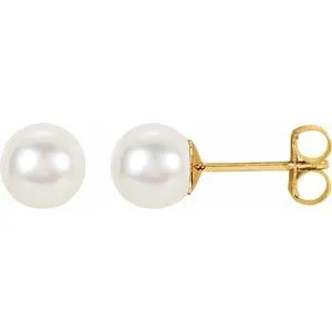 14K White Cultured White Freshwater Pearl Earrings