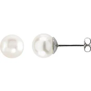 14K White Cultured White Freshwater Pearl Earrings