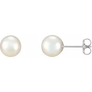 14K White Cultured White Freshwater Pearl Earrings