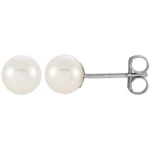 14K White Cultured White Freshwater Pearl Earrings