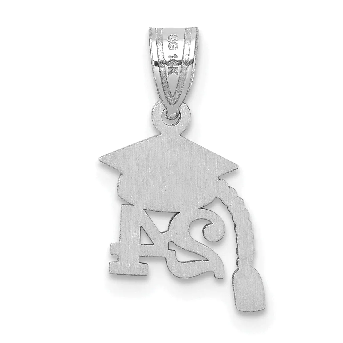 14K White Gold Grad Cap 24 with Dangling Tassel Charm, Unisex