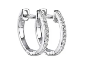 14K White Gold Micro Diamond Huggie Earrings