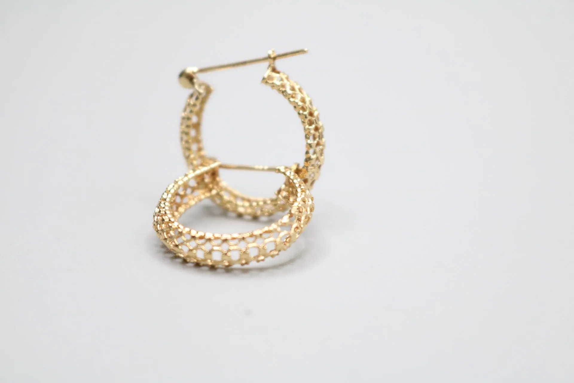 14K Yellow Gold Cut Hoop Earrings