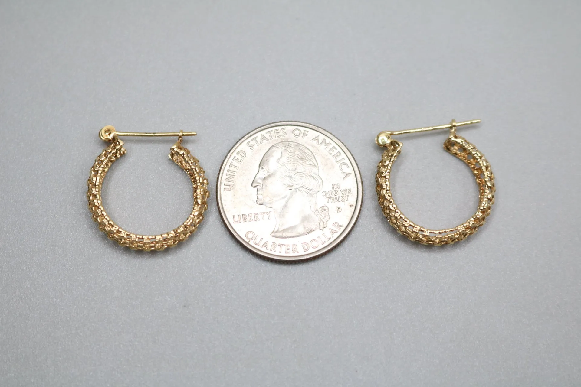 14K Yellow Gold Cut Hoop Earrings