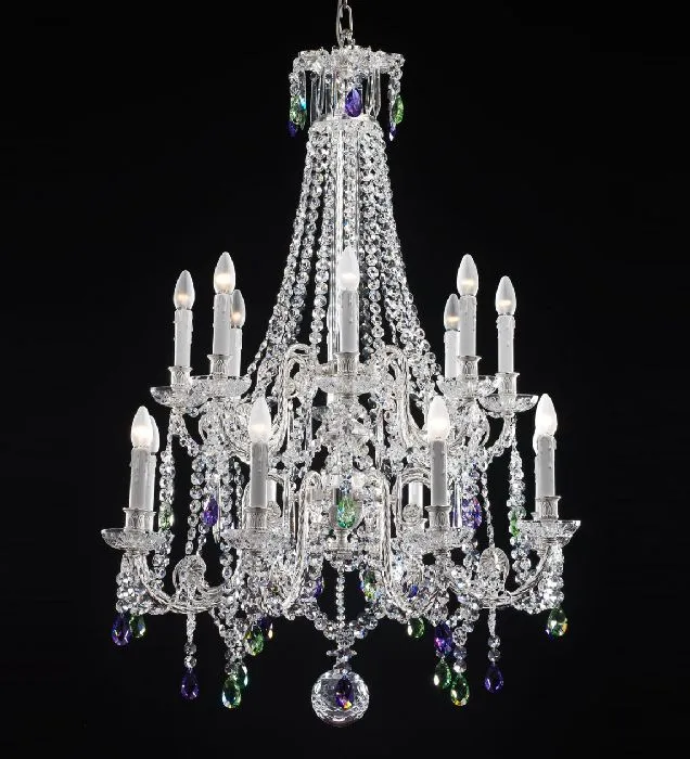 16 Light Bespoke Silver Chandelier With Premium Crystals