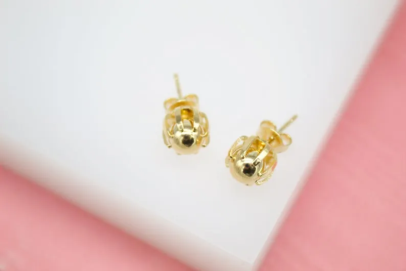 18K Gold Filled Gold Pearl Stud Earrings