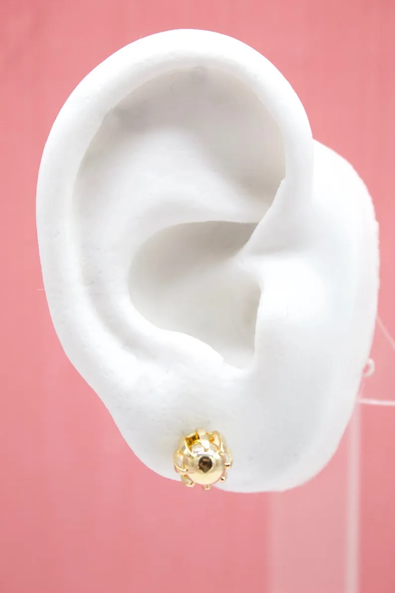 18K Gold Filled Gold Pearl Stud Earrings