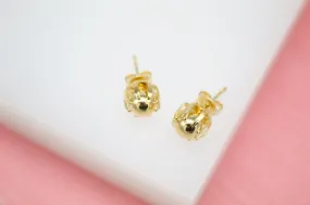 18K Gold Filled Gold Pearl Stud Earrings