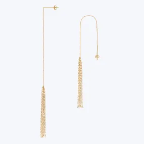 18K Gold Tassel Thread Through Earrings