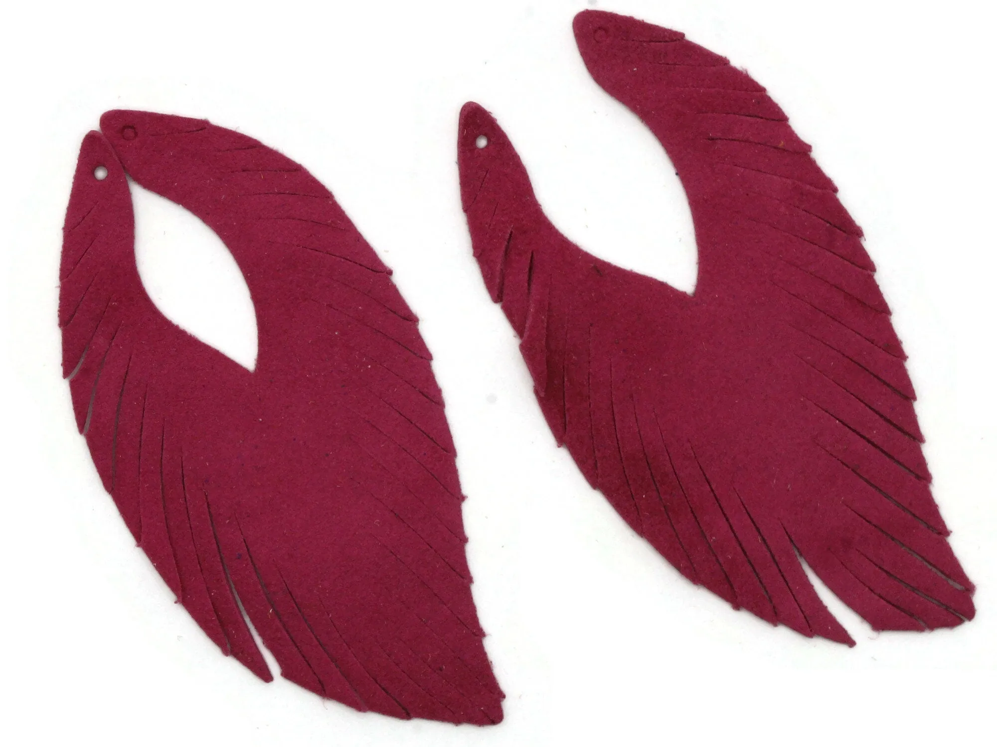 2 85mm Bright Pink Suede Leather Feather Tassel Pendants