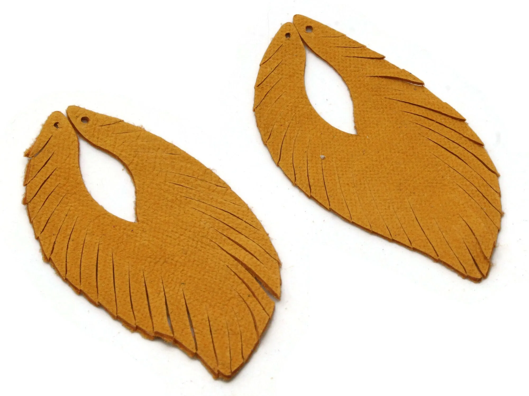 2 85mm Golden Yellow Suede Leather Feather Tassel Pendants