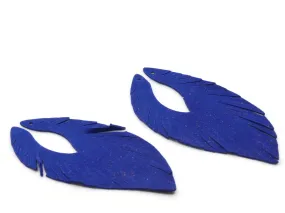 2 85mm Royal Blue Suede Leather Feather Tassel Pendants