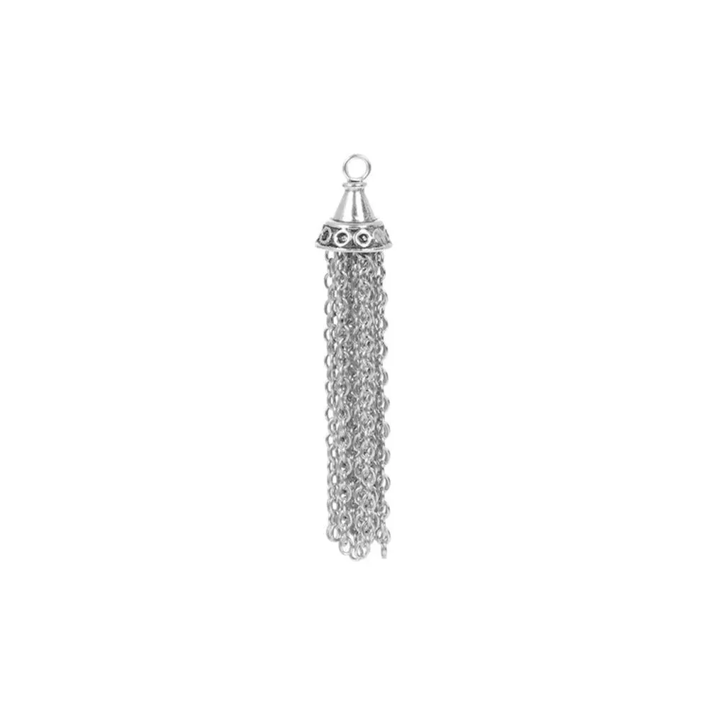 2 Pcs Tibetan Silver TASSEL CHAINS 71mm x 14mm Charms Pendants, Lead & Nickel Free Metal Charms Pendants Beads