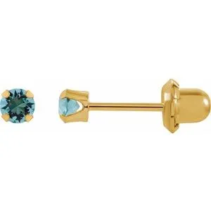 24K Gold-Plated Stainless Steel Imitation Blue Sapphire Inverness® Piercing Earrings