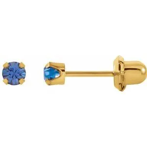 24K Gold-Plated Stainless Steel Imitation Blue Sapphire Inverness® Piercing Earrings