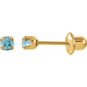 24K Gold-Plated Stainless Steel Imitation Blue Sapphire Inverness® Piercing Earrings