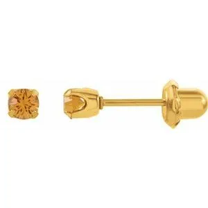 24K Gold-Plated Stainless Steel Imitation Blue Sapphire Inverness® Piercing Earrings