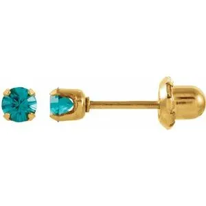 24K Gold-Plated Stainless Steel Imitation Blue Sapphire Inverness® Piercing Earrings