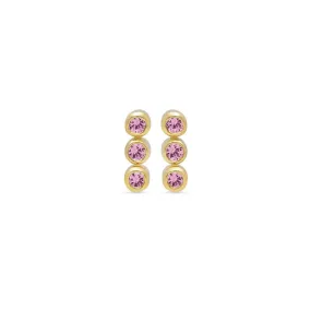 3 Mini Pink Sapphire Bezel Studs