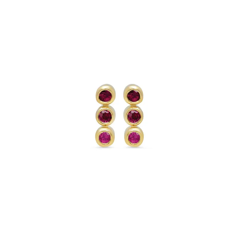 3 Mini Ruby Bezel Studs