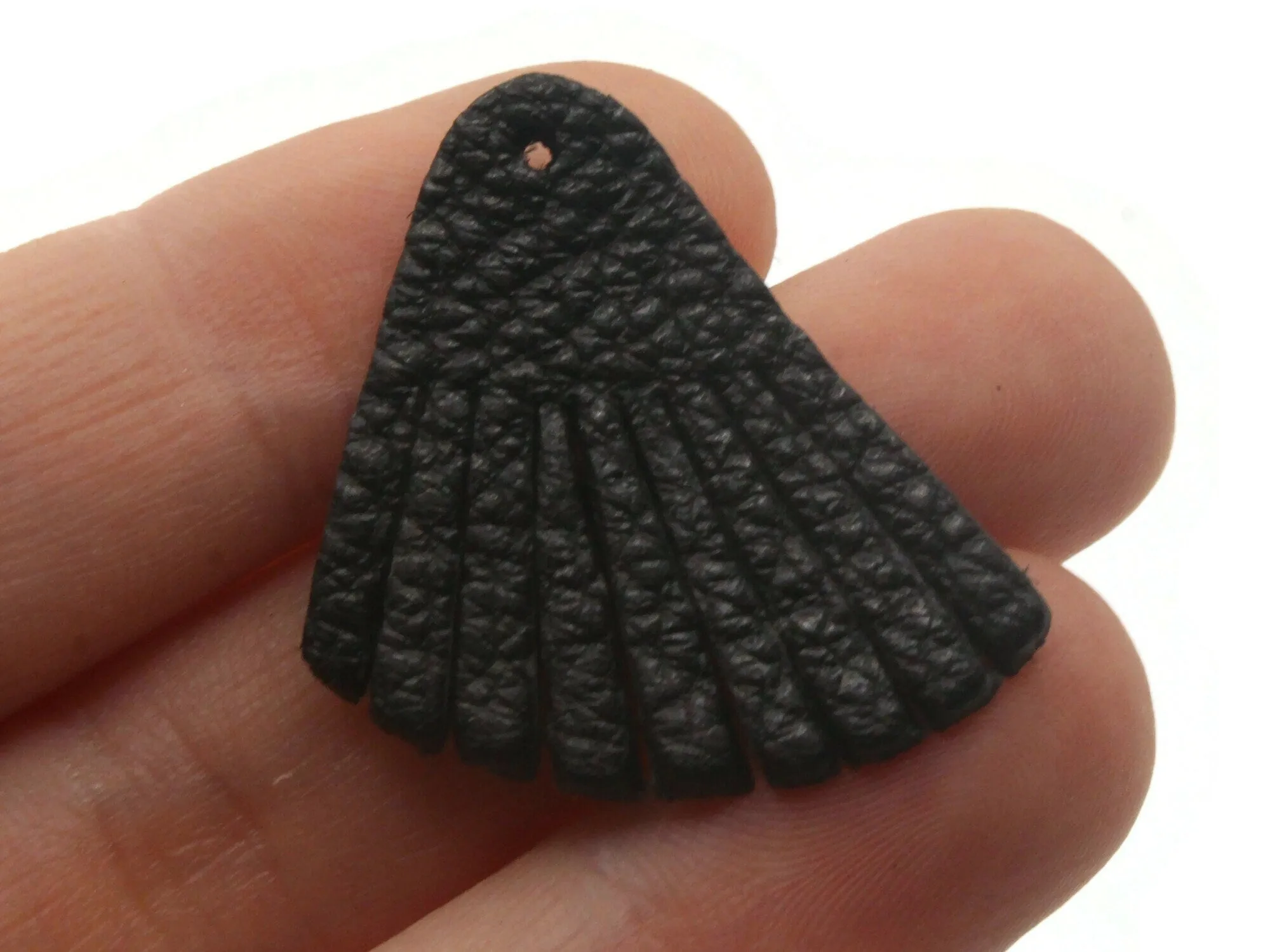 4 30mm Black Leather Fan Tassel Pendants