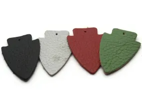 4 37mm Mixed Color Leather Arrowhead Pendants