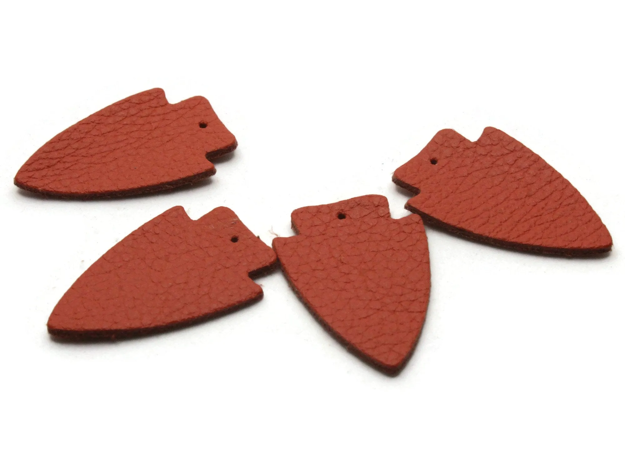 4 37mm Orange Leather Arrowhead Pendants