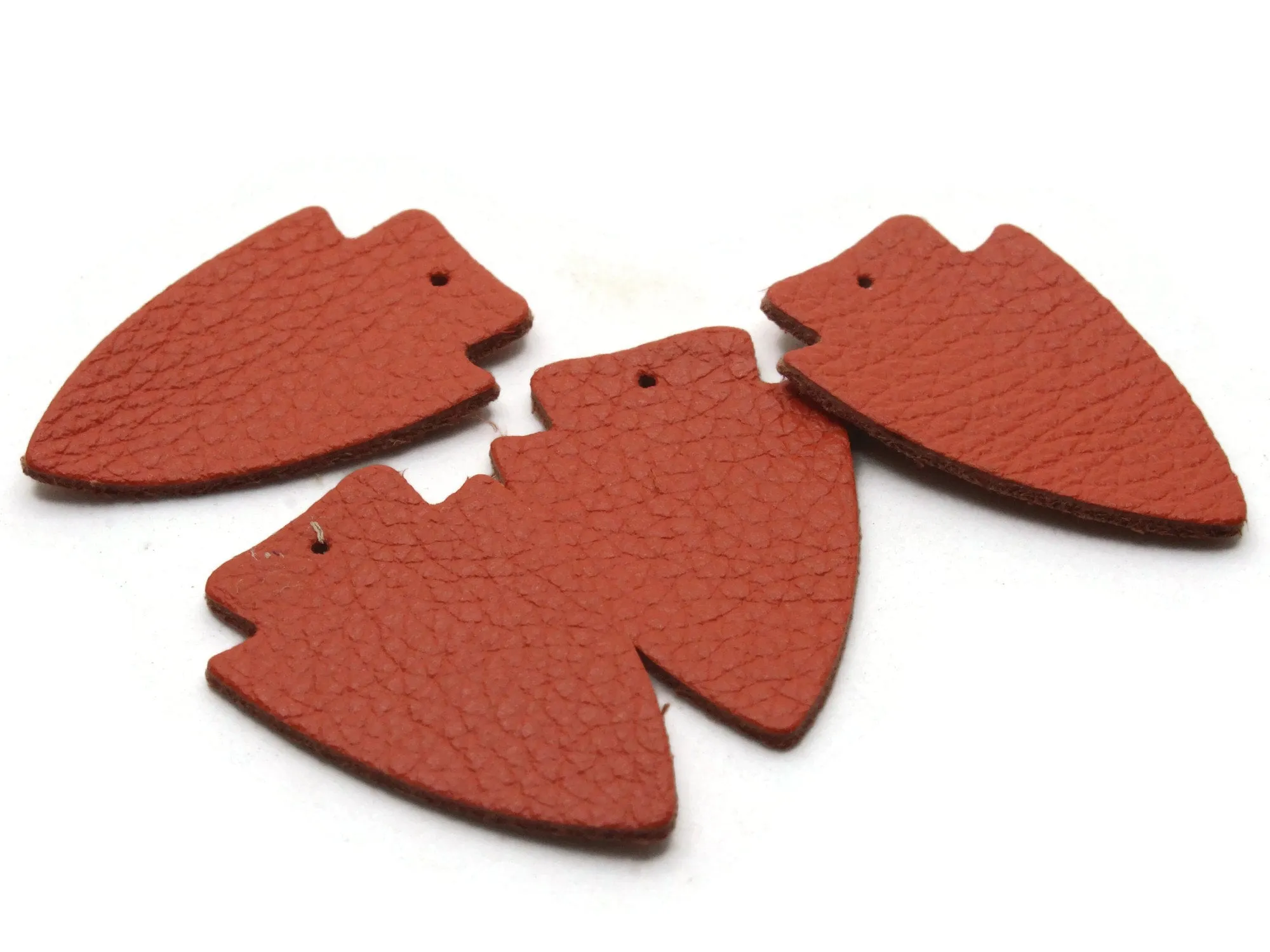 4 37mm Orange Leather Arrowhead Pendants