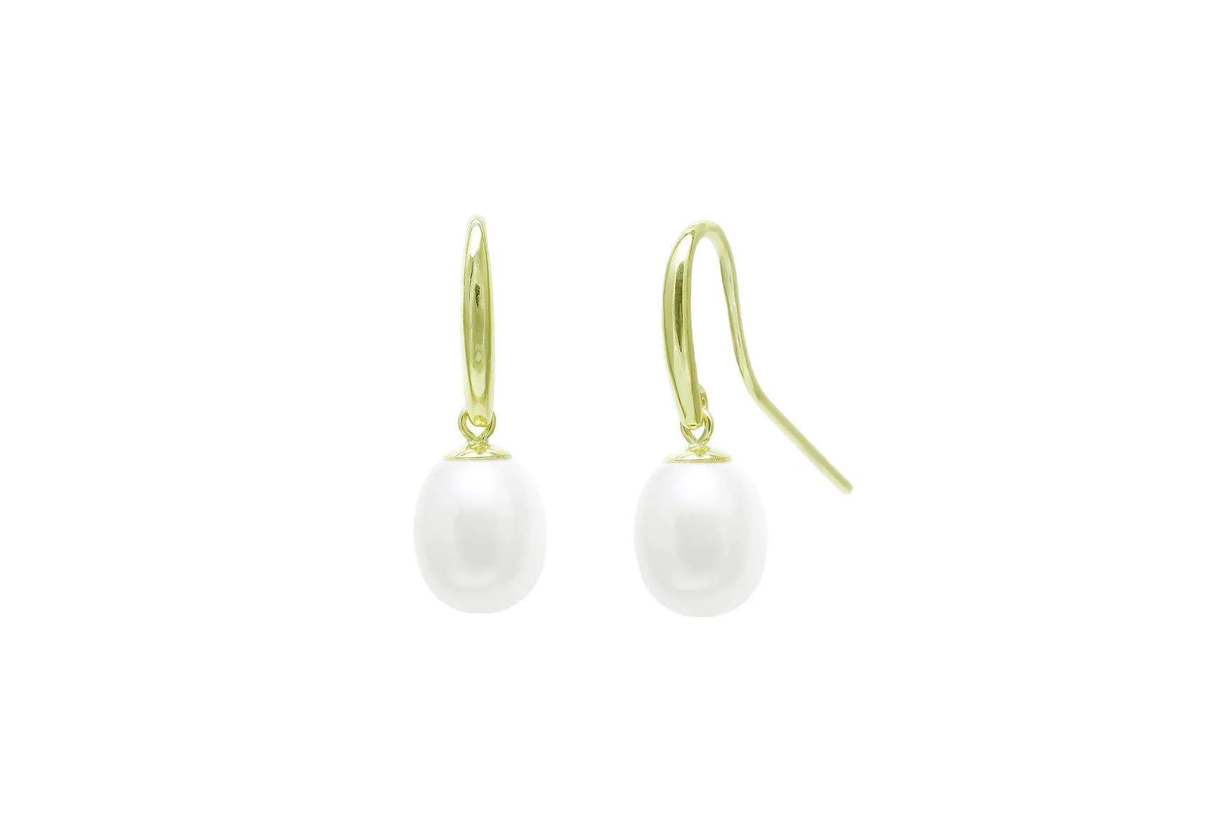 9ct Yellow or White Gold Cultured White River Pearls Drop Earrings