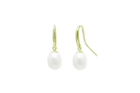 9ct Yellow or White Gold Cultured White River Pearls Drop Earrings