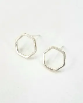 Amanda Moran Designs Handmade Sterling Silver Hexagon Stud Earrings