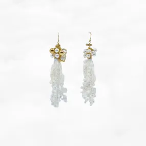 Asymmetrical White Lace Earrings