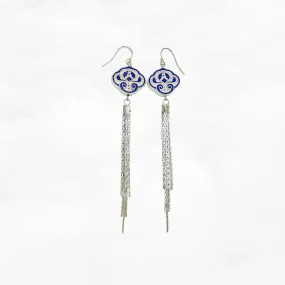 Auspicious Clouds Tassel Earrings Silver