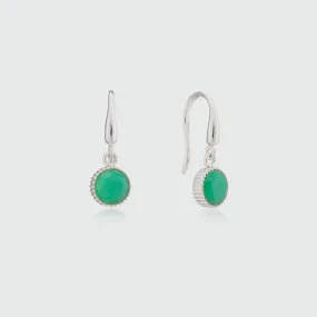 Barcelona Silver May Chrysoprase Birthstone Hook Earrings