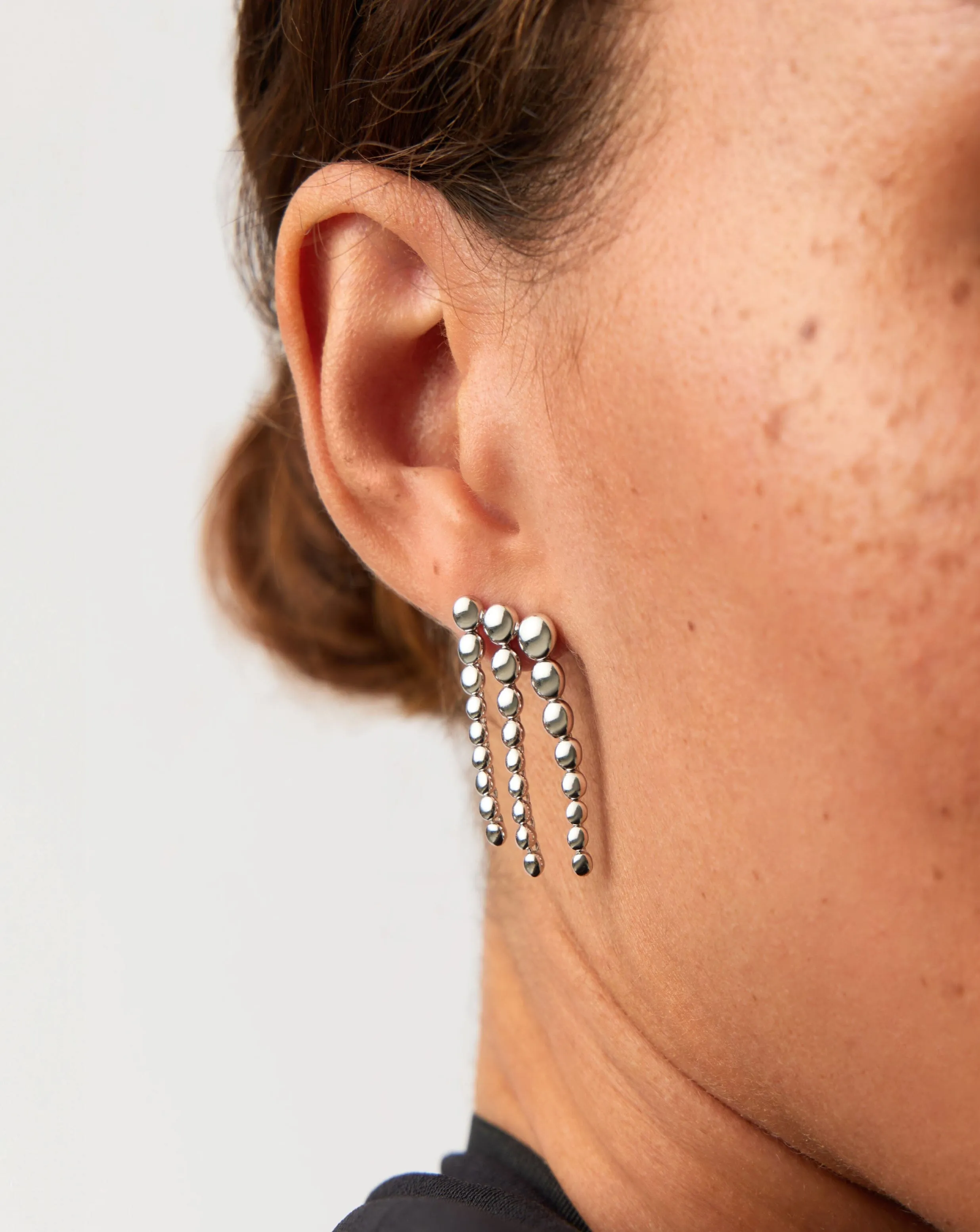 Beaded Waterfall Drop Earrings | Sterling Silver