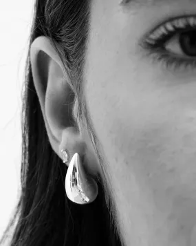 Belva Teardrop Bold Ear Studs - Silver