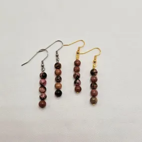 Black Lace Rhodonite Earrings