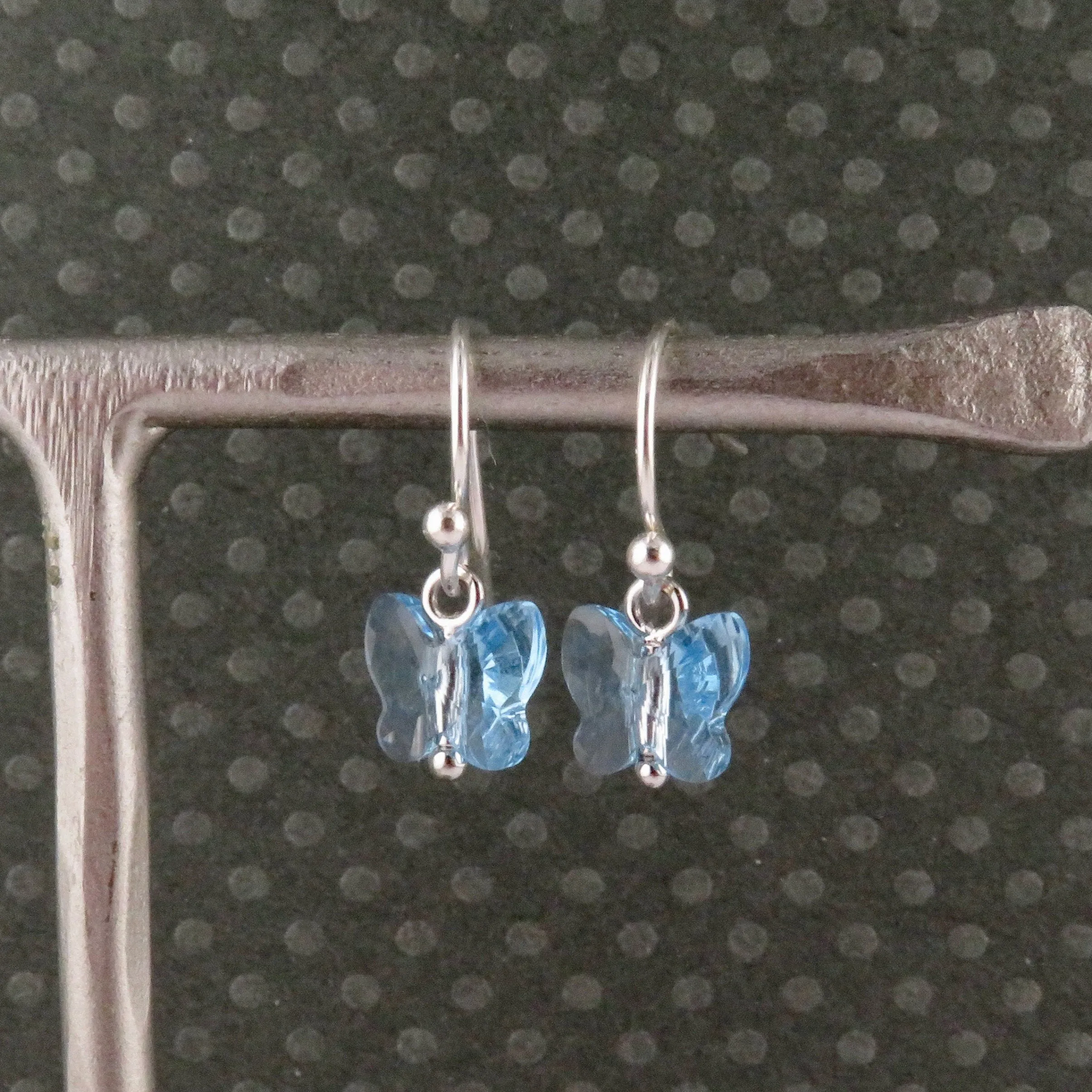 Blue Crystal Butterfly Earrings