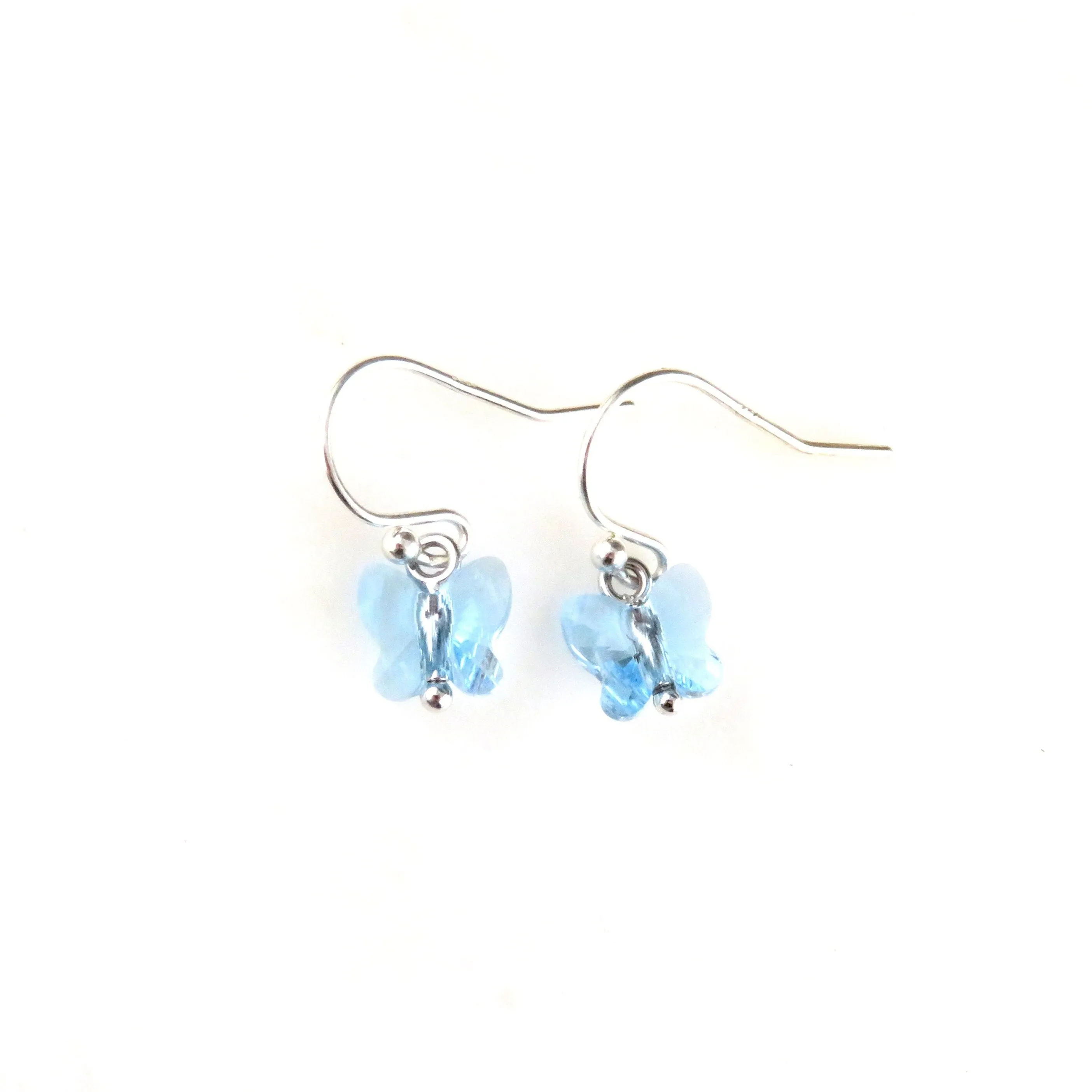 Blue Crystal Butterfly Earrings