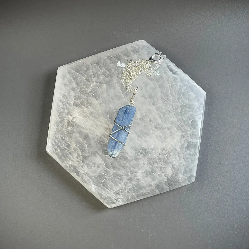 Blue Kyanite Crystal Necklace - Raw Stone